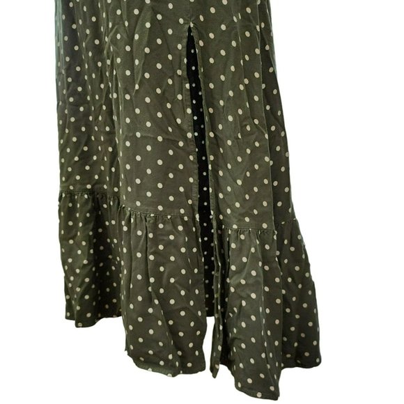 Zara Olive Green And Cream Polka Dot Short Puff Sleeve Midi Dress Size XS - Picture 8 of 15